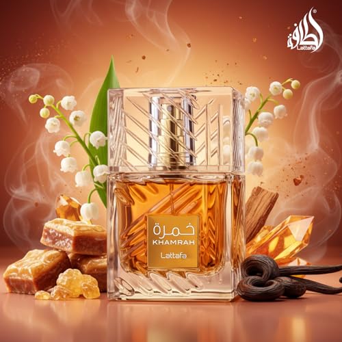 Detailed view of Khamrah perfume label