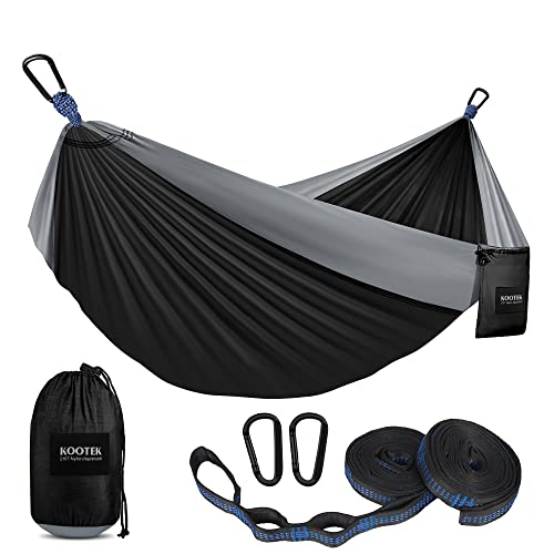 Kootek Camping Hammock Black and Grey side view