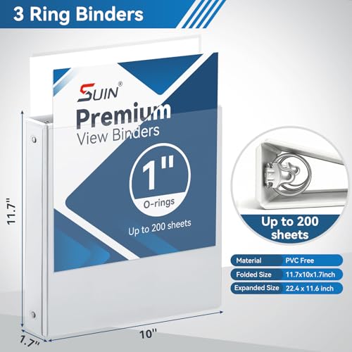 Front view of SUIN white 1-inch binder
