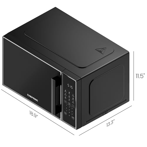 Top view of Chefman microwave black finish