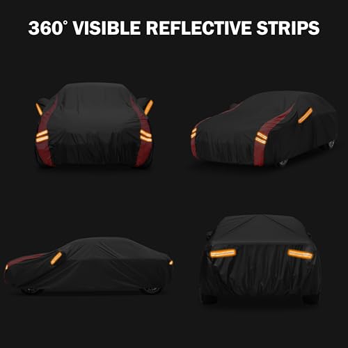 Reflective safety strips on car cover