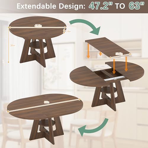 Fabulcozy oval dining table expanded to 63 inches