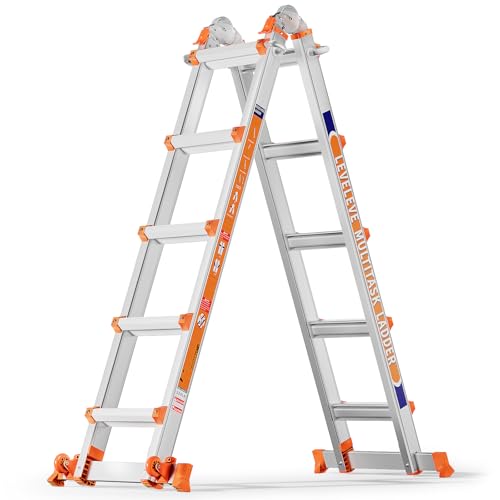 LEVELEVE 17FT Telescoping A-Frame Ladder