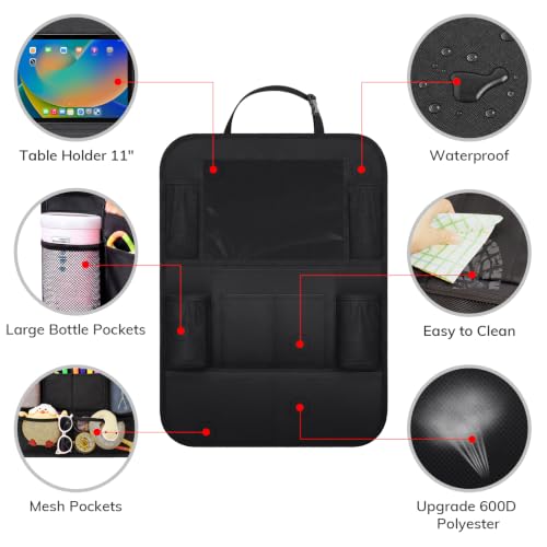 Backseat organizer with 10-inch tablet holder