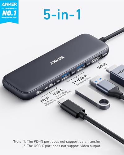 Top view of Anker 332 USB-C hub ports