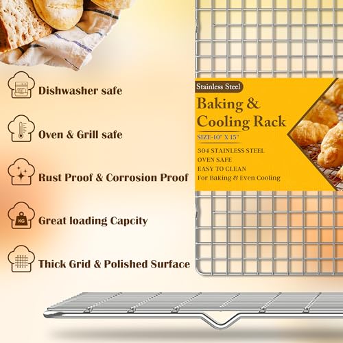 Silver stainless steel cooling rack top view