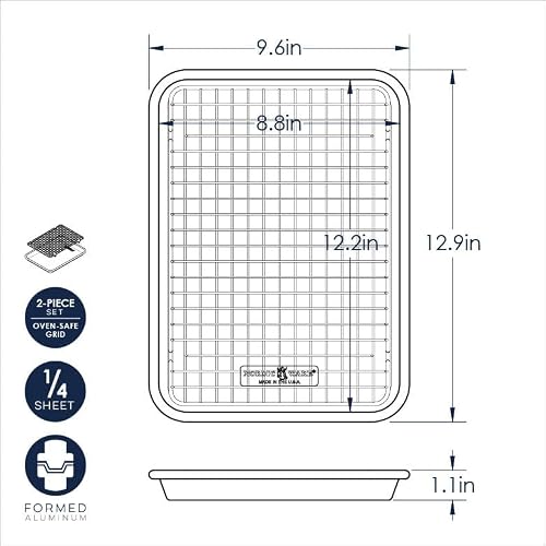 Quarter sheet pan showing interior dimensions