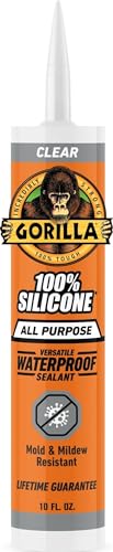 Gorilla 100% Silicone Waterproof Caulk 10 oz cartridge side view