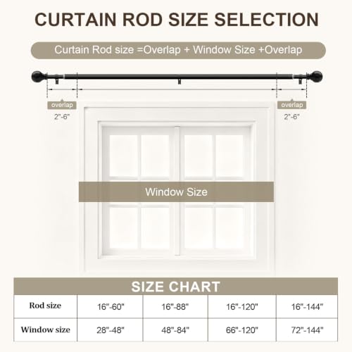 Side profile of 1 inch diameter curtain rod