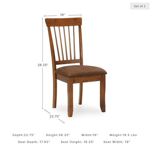 Side profile of rustic brown dining chair