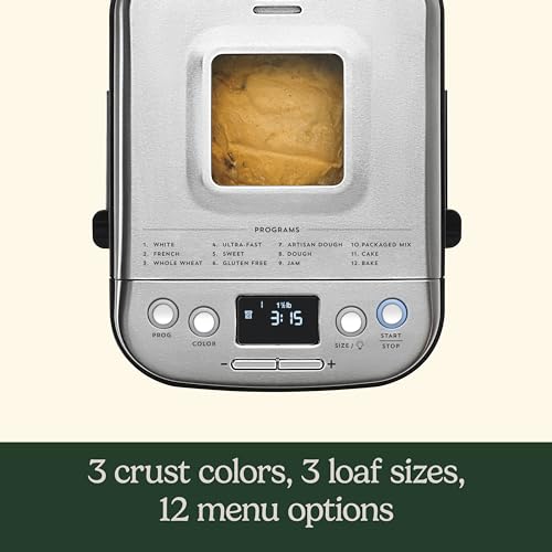 Close up of Cuisinart bread maker LCD control panel