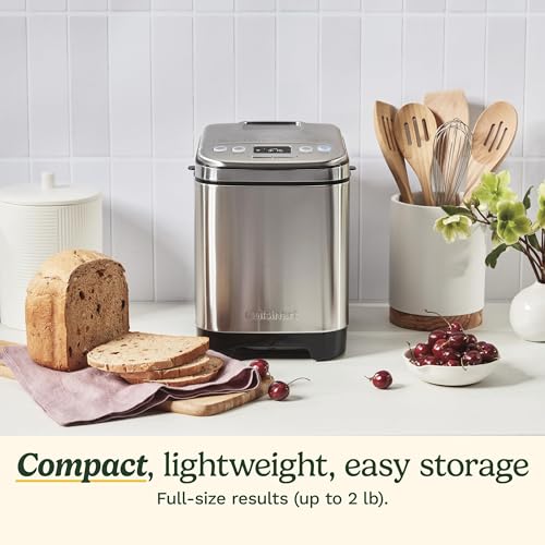 Open lid of Cuisinart compact bread machine