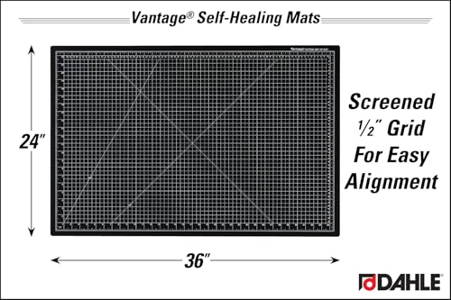 Close up of Dahle cutting mat grid markings
