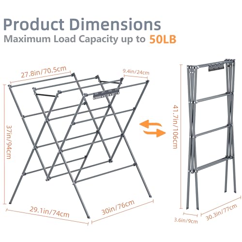 Close up of HOMIDEC drying rack rod spacing