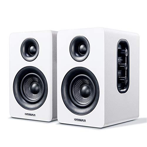 Sanyun SW208 3 inch active bookshelf speakers front view