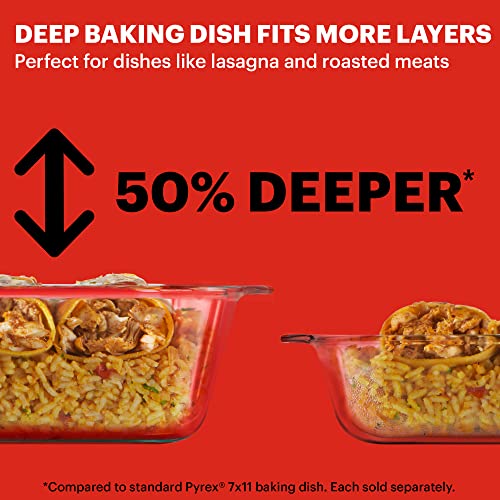 Pyrex Deep glass baking dish profile view
