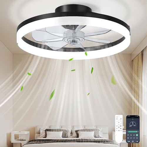 CHAREADA 20-inch black ceiling fan with light