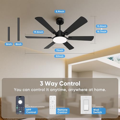 Modern bedroom with Eterfun ceiling fan installed