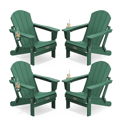 SERWALL Folding Adirondack Chairs set of 4 in Dark Green