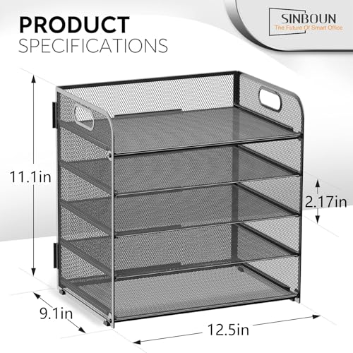 Sinboun black metal desk organizer side profile