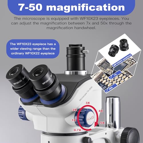 Kaisi Trinocular Stereo Microscope with WF10x23 eyepiece