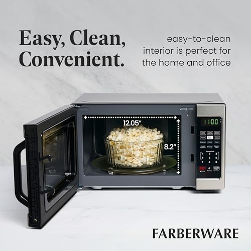 Top angle of Farberware countertop microwave unit