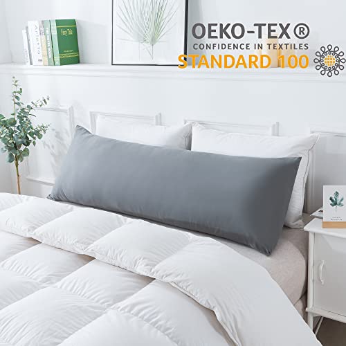 Grey ELNIDO QUEEN long bed pillow with pillowcase