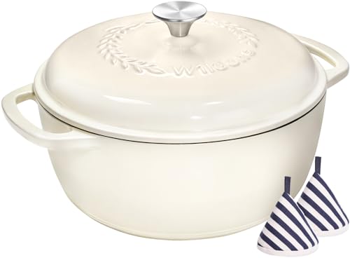 Wildone 6QT Enameled Cast Iron Dutch Oven in Cream White