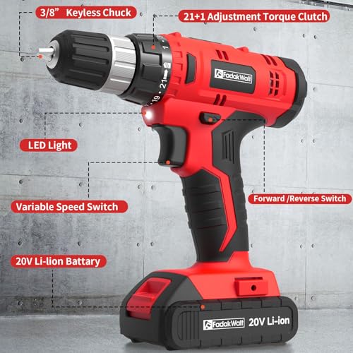 Included drill bit and screwdriver accessory kit