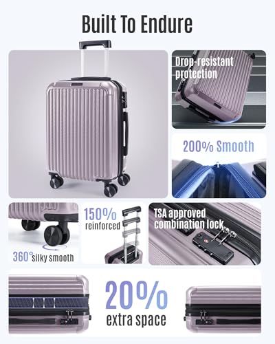 Rose Purple carry-on suitcase side profile