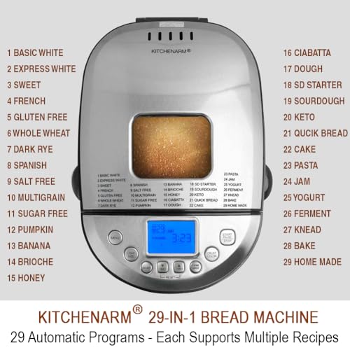 Top view of KITCHENARM bread machine with lid open
