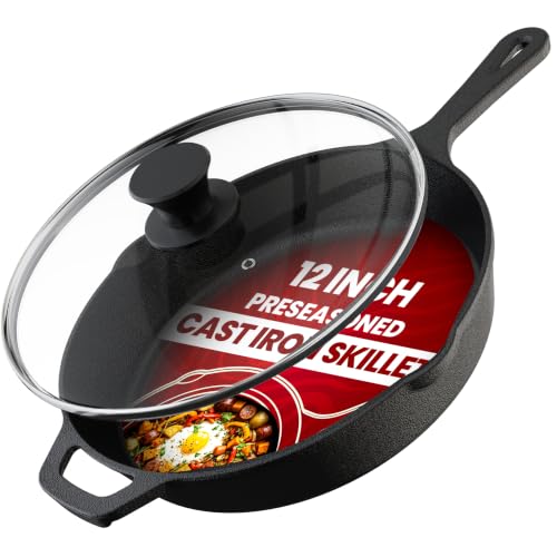 Utopia Kitchen 12 Inch Cast Iron Skillet with Lid