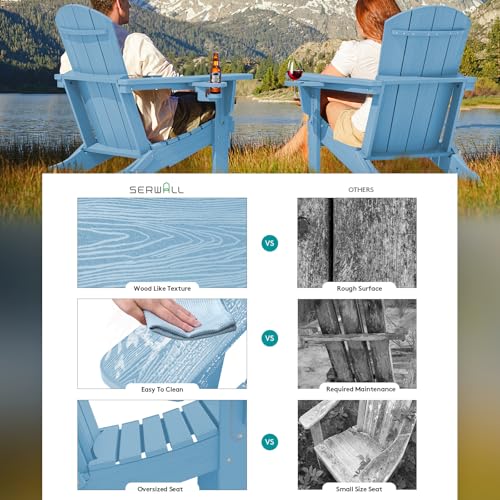 Side profile of SERWALL Adirondack chair in light blue