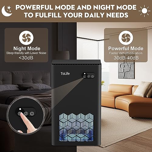 ToLife dehumidifier with ambient lighting on