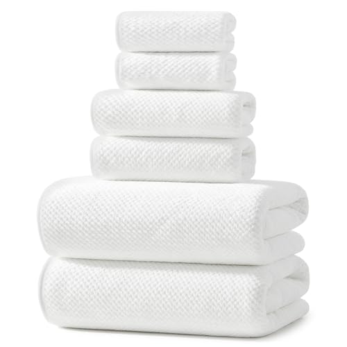 REDKISS 6 piece white towel set folded
