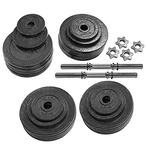Threaded dumbbell handle with star-lock collar