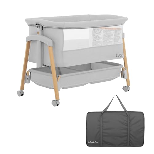 Evolur Lullaby Portable Bassinet Light Gray full view