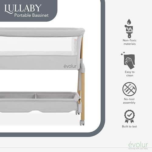 Evolur Lullaby bassinet wheels and locking feature