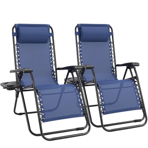 Sweetcrispy Zero Gravity Chairs Set of 2 Classic Blue