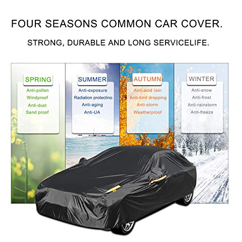 Front view of sedan with protective car cover