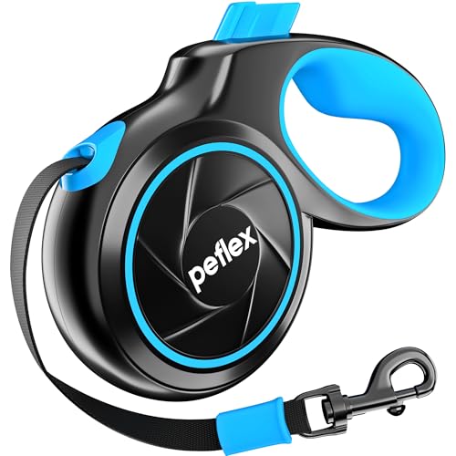 Peflex 20.1 ft retractable leash black and blue side view