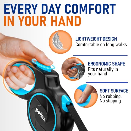 One-click brake button on Peflex retractable leash