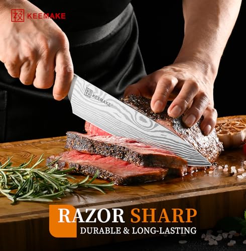 Ergonomic Pakkawood handle of KEEMAKE knife