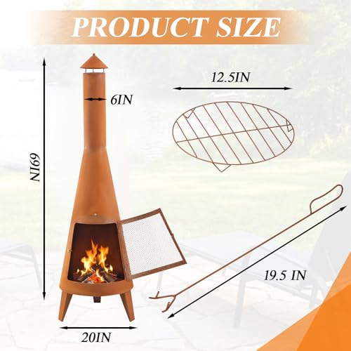 Bronze steel chiminea side profile