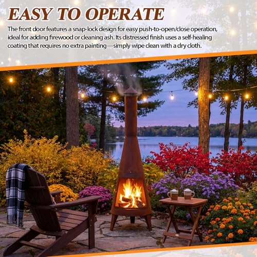 Ferrochef chiminea in backyard setting