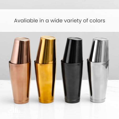 Cocktail shaker set on a home bar counter
