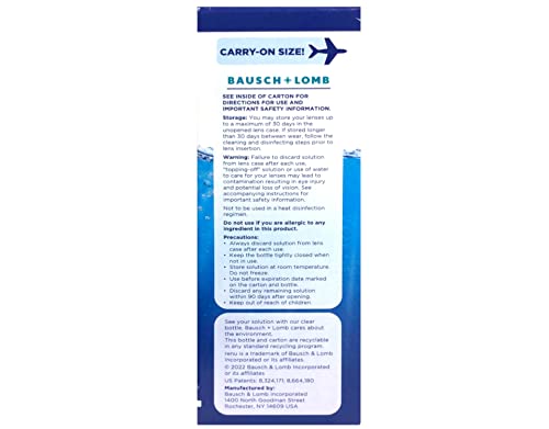 Bausch + Lomb Renu Multi-Purpose Contact Lens Solution Travel Size 2 Fl Oz Pack of 3 side angle