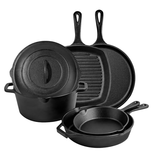 Asderote 6 Piece Cast Iron Cookware Set