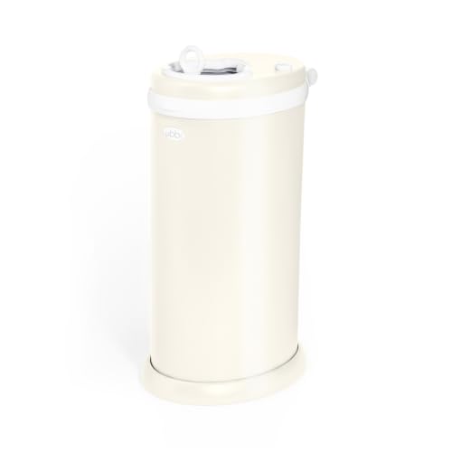 Ubbi Stainless Steel Diaper Pail Ivory front view