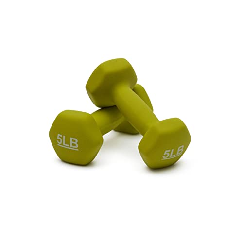 Basics hexagon shaped green dumbbells side view